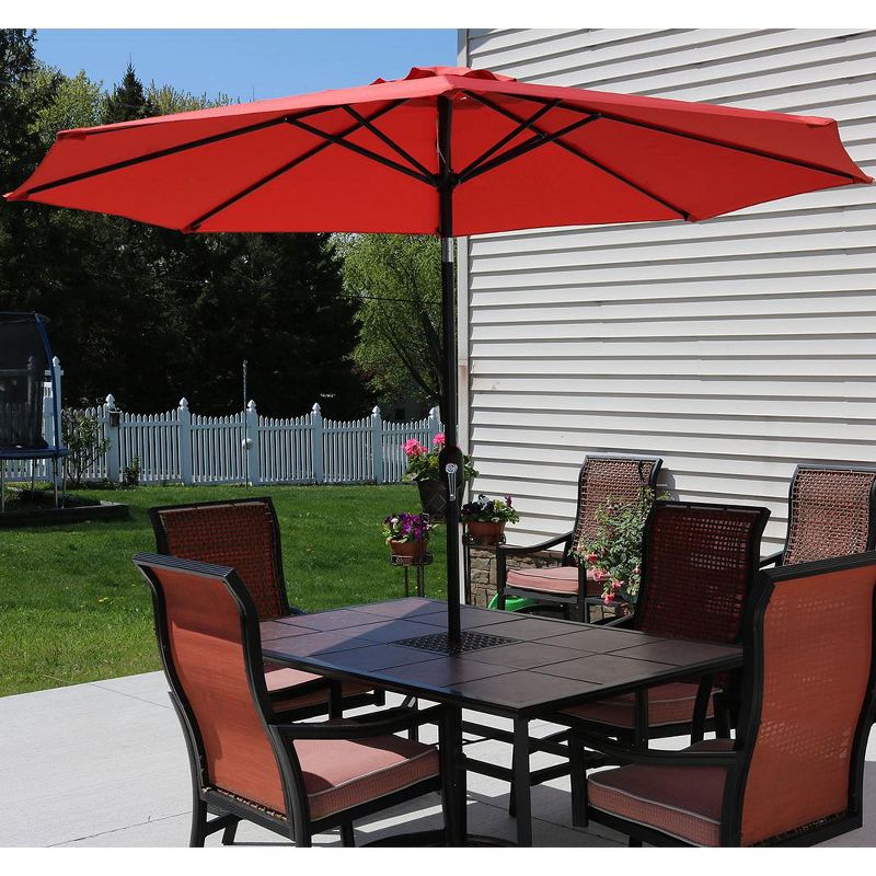 Sunnydaze Outdoor Aluminum Patio Table Umbrella with Polyester Canopy and Push Button Tilt and Crank - 9' - Burnt Orange