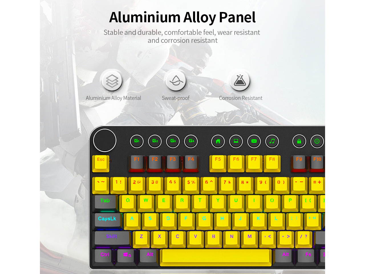 MK13 USB Gaming Keyboard Wired RGB Gaming Mechanical Keyboard Blue Switch 104 Keys Non-conflict Mixed LED Backlight PBT Keycap for Computer/PC/Laptop/Macbook