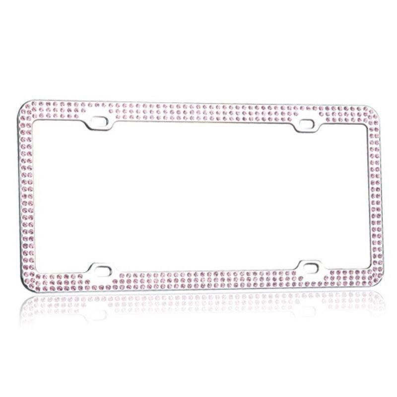Valor Pink Crystals Chrome Coating Metal Frame With Triple Row Crystals