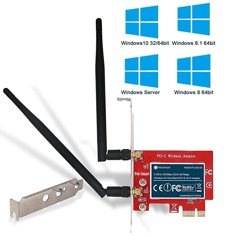 Wireless AC 1200Mbps Dual Band PCI Express PCIe WiFi Adapter WiFi Card for Windows 10 3264bit Windows 881 64bit and Windows Server 2012 2012R2 2016 2019 System Desktop PCsFSAE120