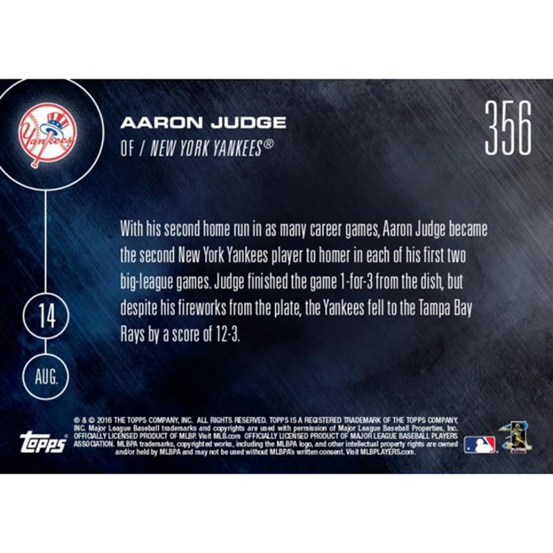 Topps Topps NOW NY Yankees Aaron Judge Call-Up MLB Card 356 Trading Card
