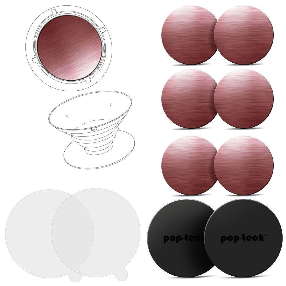 8 Pack Mount Metal Plates for Airbag Collapsible Grip & Stand, Pop-Tech MagicPlate with 3M VHB Strong Sticky Adhesive Metal Disc Replacement Kit for Magnetic Phone Car Mount/Magnet Cradle Holder