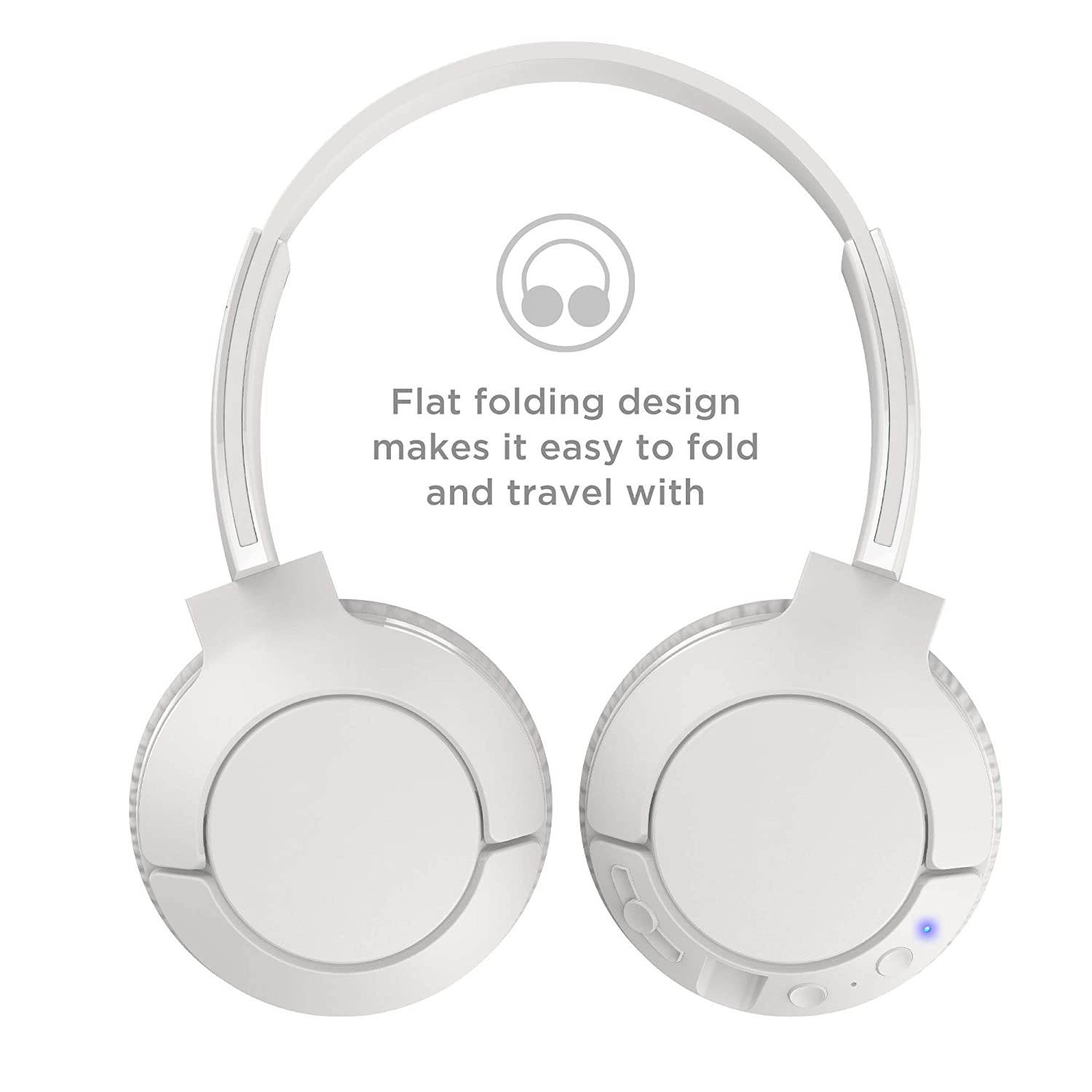 TCL MTRO200BT Wireless On-Ear Headphones Super Light Weight Headphones with 32mm Drivers for Huge Bass and 20 Hour Playtime &ndash; Ash White