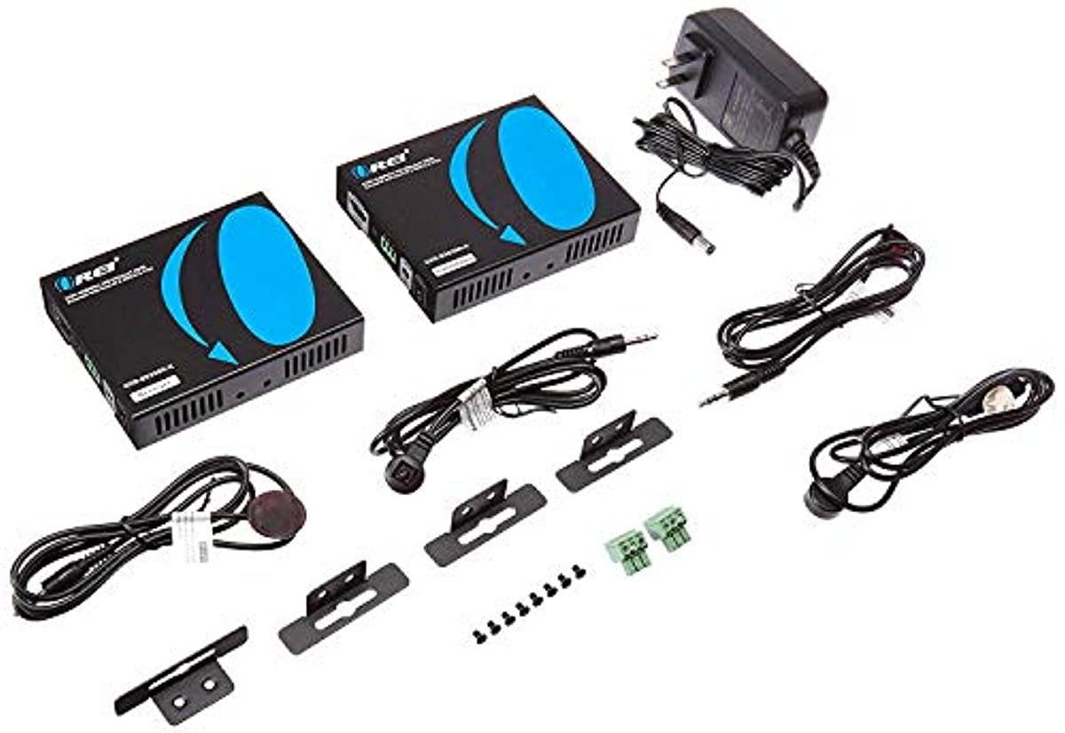 OREI UltraHD HDMI Extender 18G HDBaseT Over Single CAT5e/CAT6 Cable 4K @ 60Hz Upto 230FT With Dual IR Remote 1080P Upto 330 Ft - Power Over Cable - RS-232 - Zero Latency