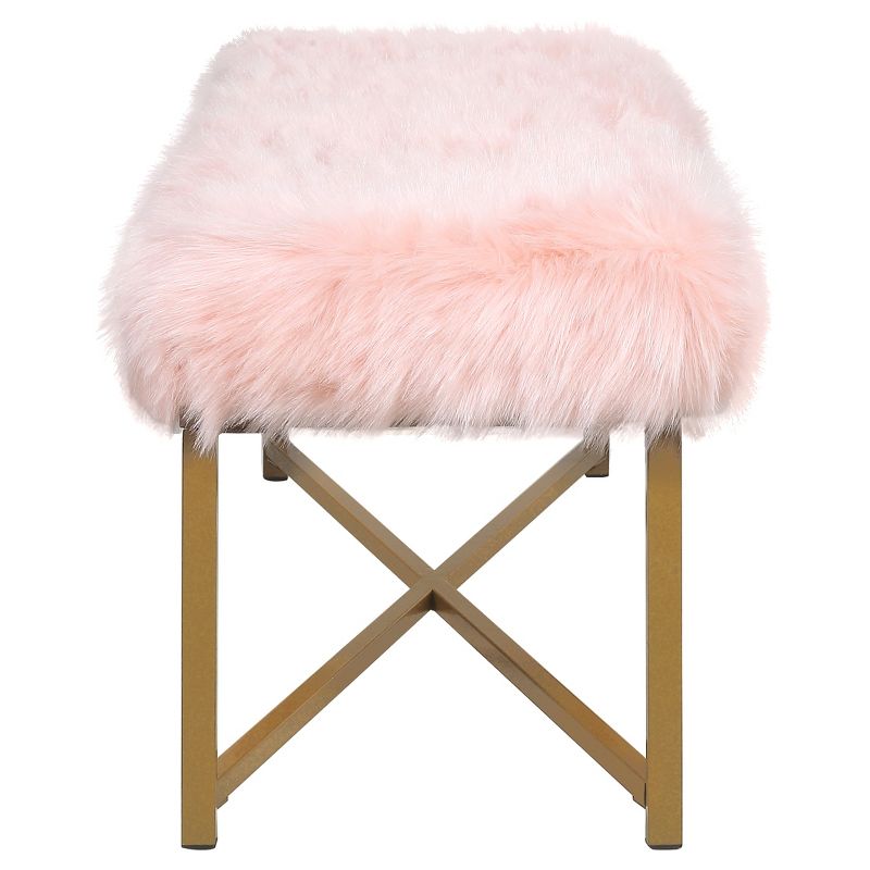 Faux Fur Rectangle Bench - Pink - HomePop