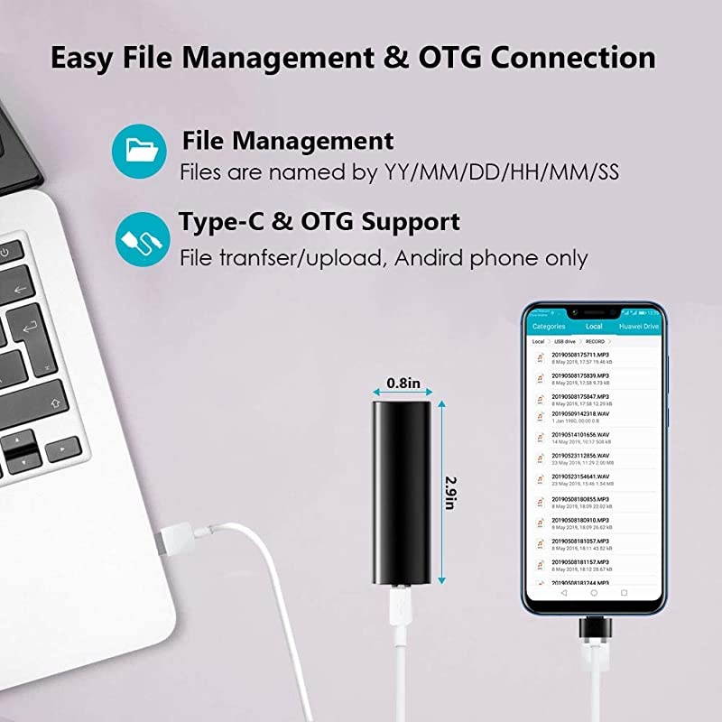 Voice Activated Recorder 32GB Super Long 800 Hours Recording Capacity 365 Standby Battery Audio Sound Recording Continuous Listening Device with Strong Magnetic