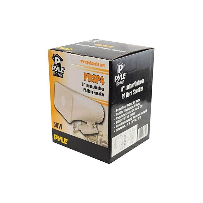 Pyle PHSP6quot 50 Watt IndoorOutdoor Waterproof Home PA Horn Speaker White