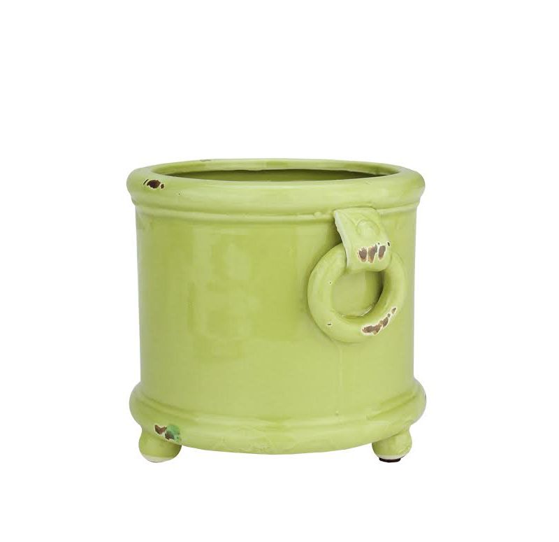 Napa Home & Garden 6.25" Weathered Indoor Planter with Handles and Feet - Green