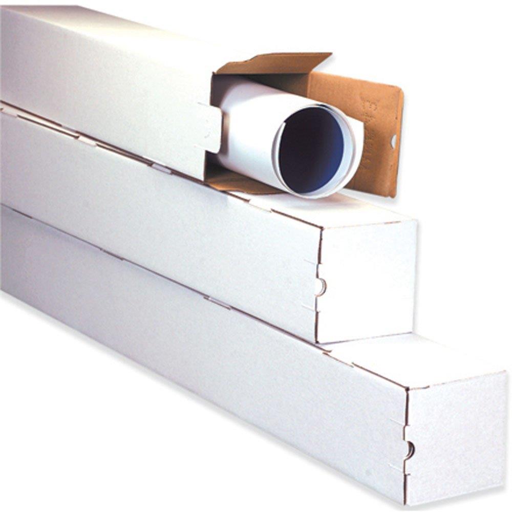 Aviditi M3325 Corrugated Square Mailing Tube, 25" Length x 3" Width x 3" Height, Oyster White (Bundle of 25)