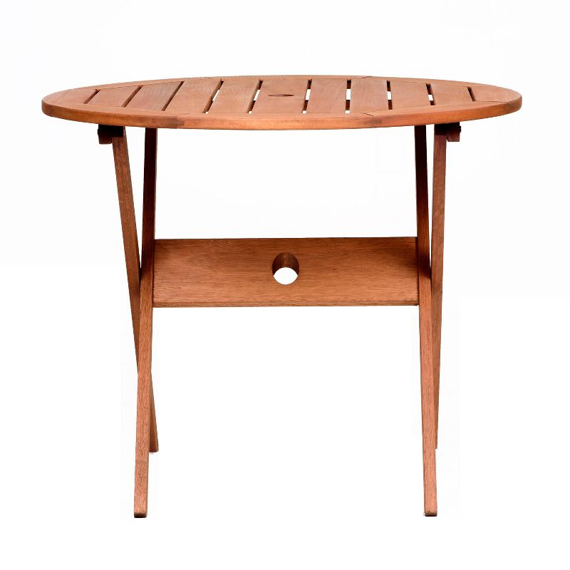 Fleche 3pc Eucalyptus Wood Patio Dining Set with Round Table - Amazonia