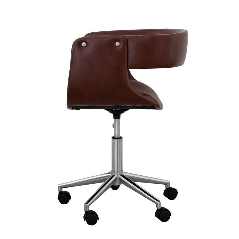 Faux Leather Swivel Home Office Chair with Adjustable Seat Height Brown - Versanora