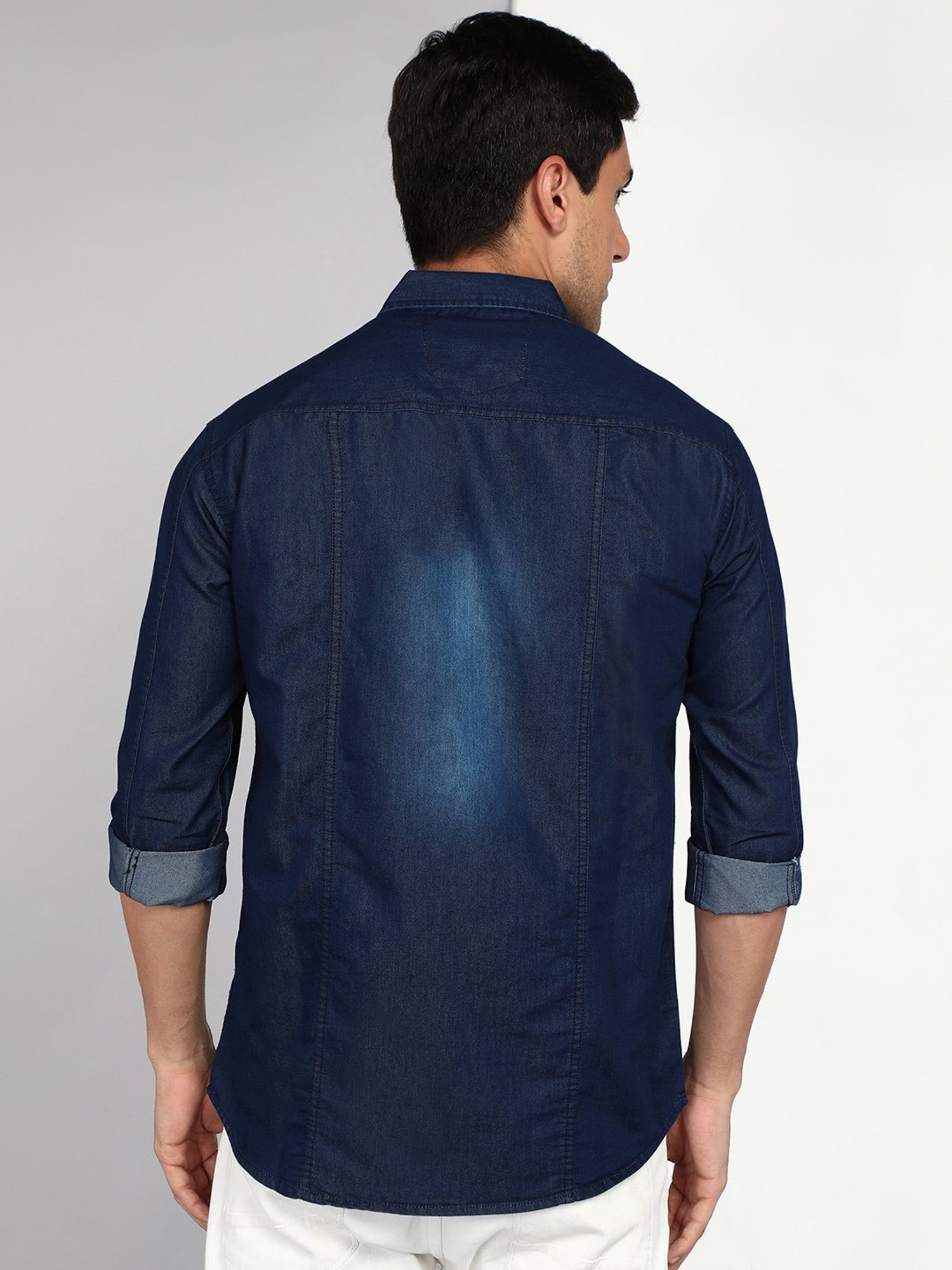 Kuons Avenue Blue Slim Fit Denim Shirt