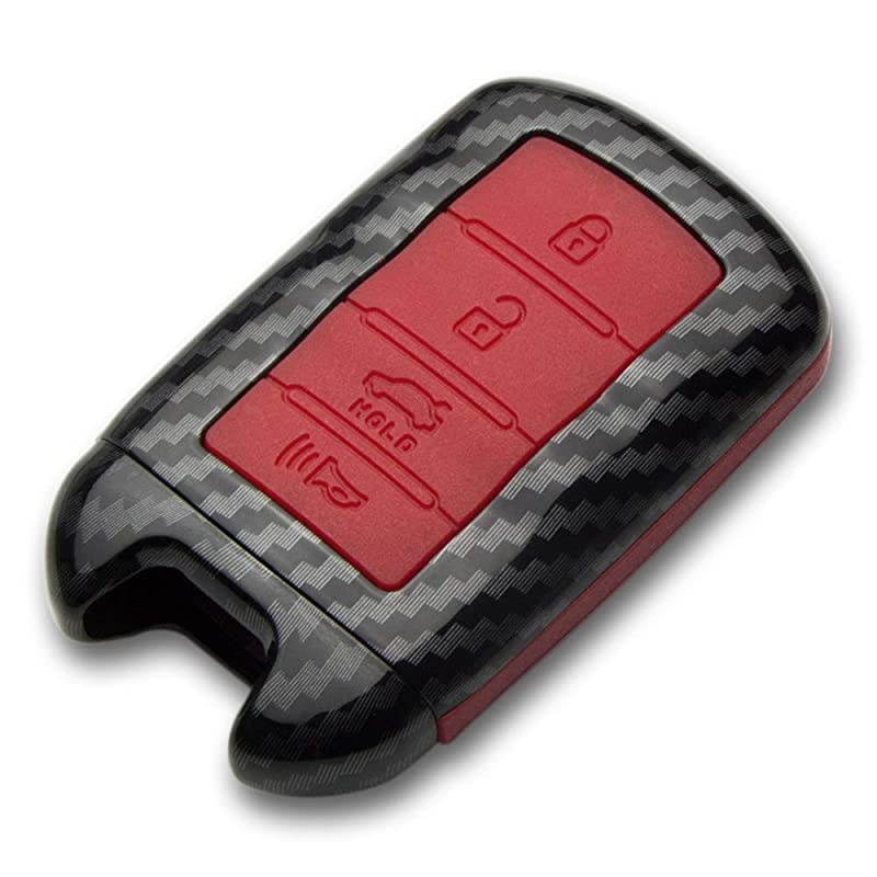 Smart Key Fob Case for KIA CADENZA K900 4 Button Keyless Entry Remote Personalized Protective Cover Plastic Carbon Fiber Pattern Red Silicone