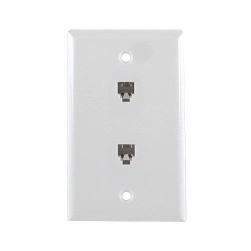 White Flush Duplex Phone Jack