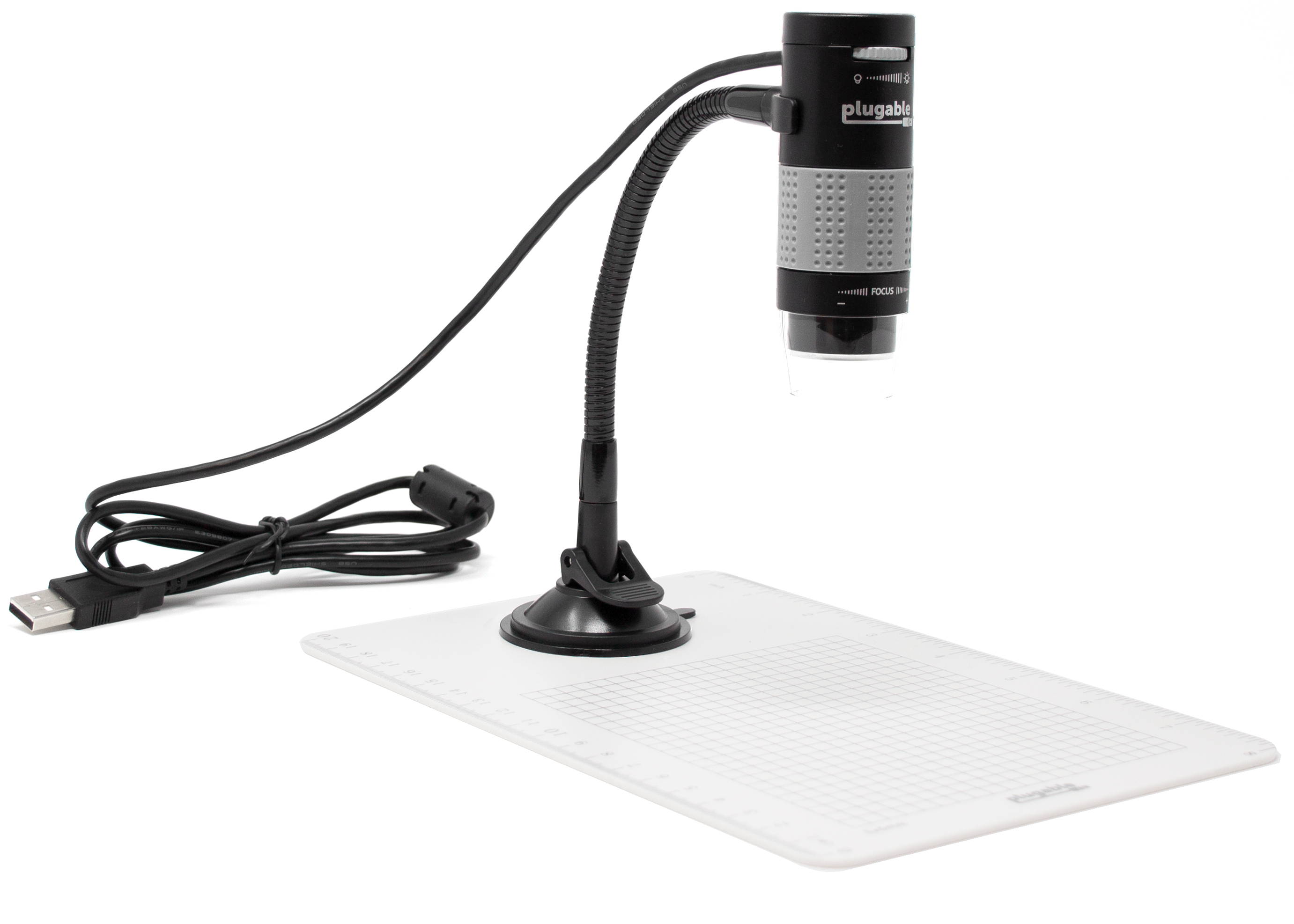 Plugable USB 2.0 Digital Microscope with Flexible Arm Observation Stand Compatible With Windows, Mac, Linux (2MP, 250x Magnification)