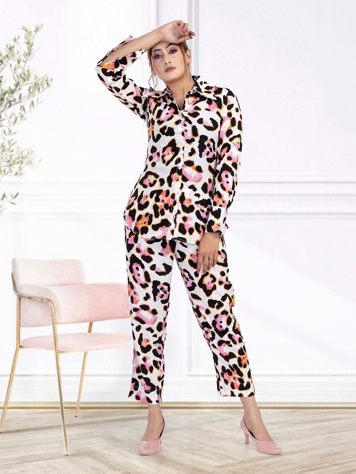 Nino Bambino White Animal Print Shirt With Pants