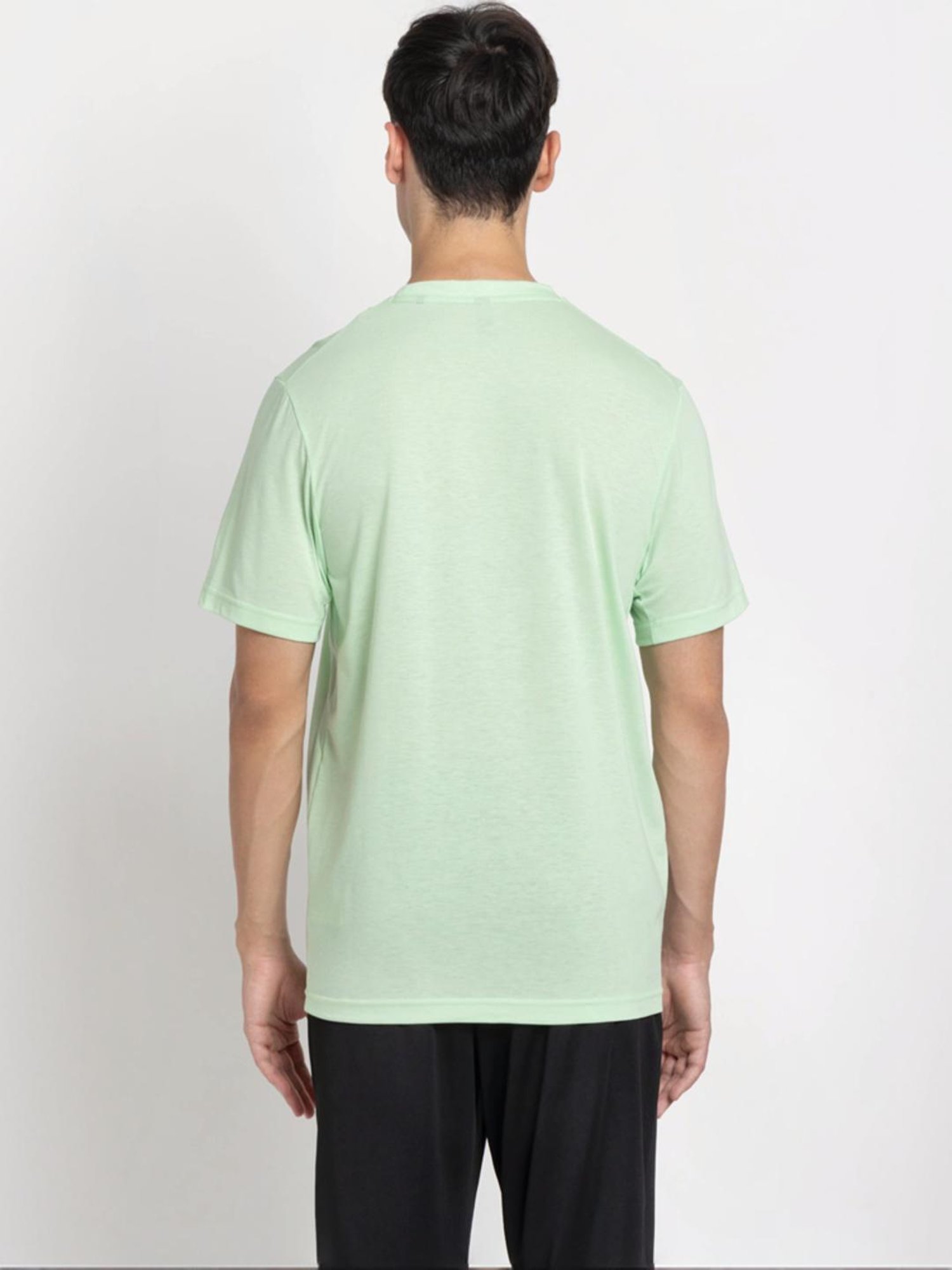 Adidas Green Regular Fit Logo Printed T-Shirt