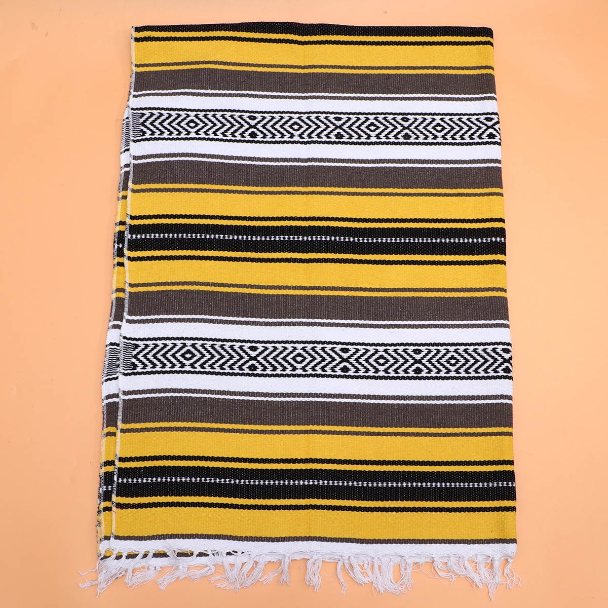 Blended Mexican Blanket Yoga Mat Cape Woven Blanket for Bedroom Sofa Car (Blue, 130x180cm)