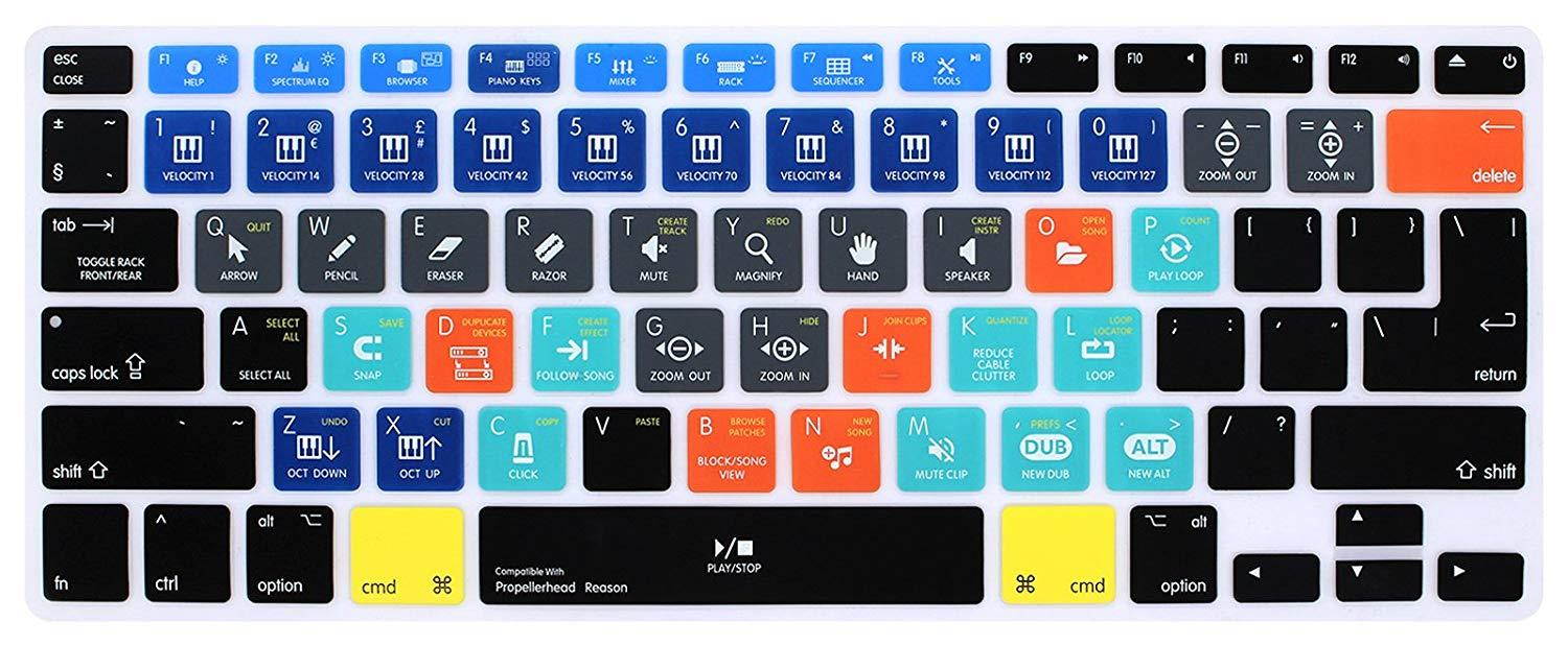 HRH Propellerhead Reason Shortcuts Hotkey Silicone Keyboard Cover Skin for MacBook Air 13,MacBook Pro13/15/17 (with or w/Out Retina Display, 2015 or Older Version)&Older iMac,USA and European Layout