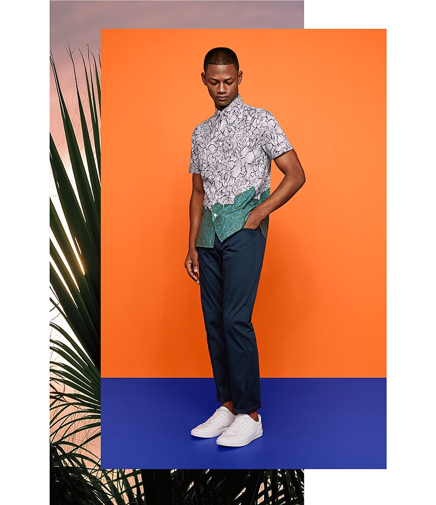 Perry Ellis Slim-Fit Stretch Solid Flat-Front Suit Separate Pants