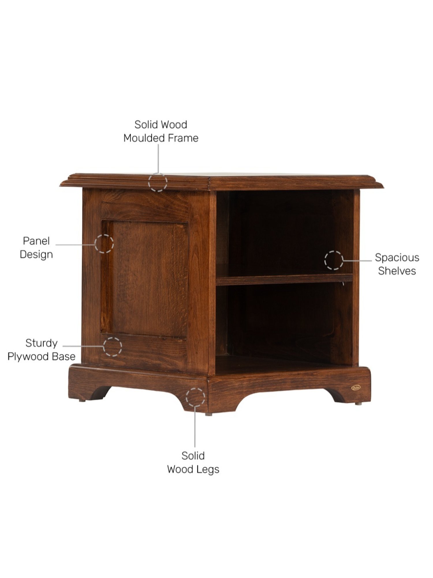 Durian Lewis Brown Solid Wood Side & End Table in Dark Oak Finish