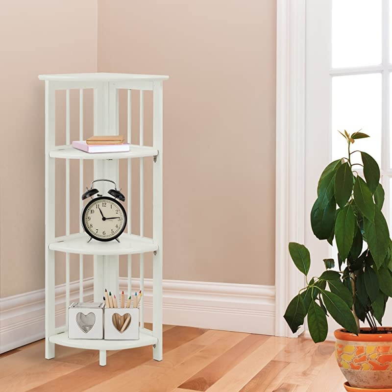 4Shelf Corner Folding Bookcase White
