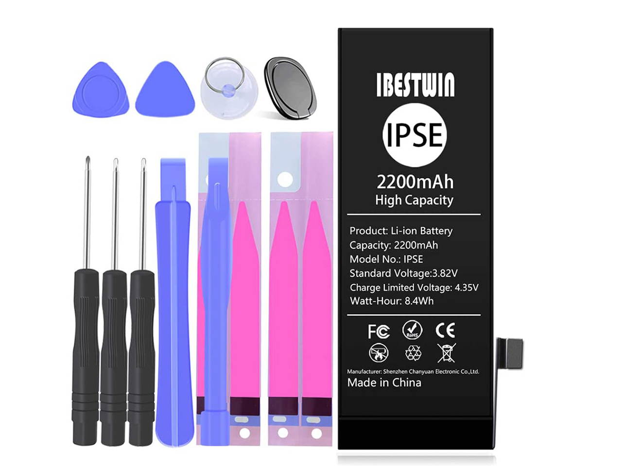 Battery for iPhone SE IBESTWIN Upgraded High Capacity 2200mAh Replacement Battery for IP SE with Full Remove Tool Kit Adhesive and Instruction