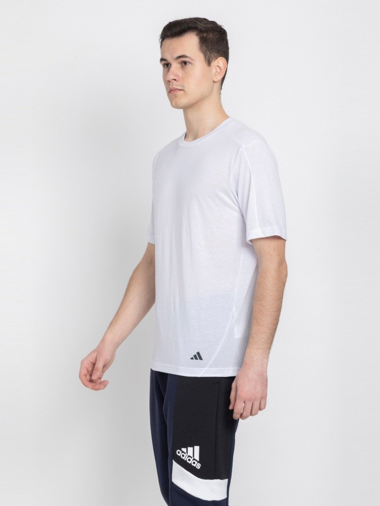 Adidas White Regular Fit Self Pattern Sports T-Shirt