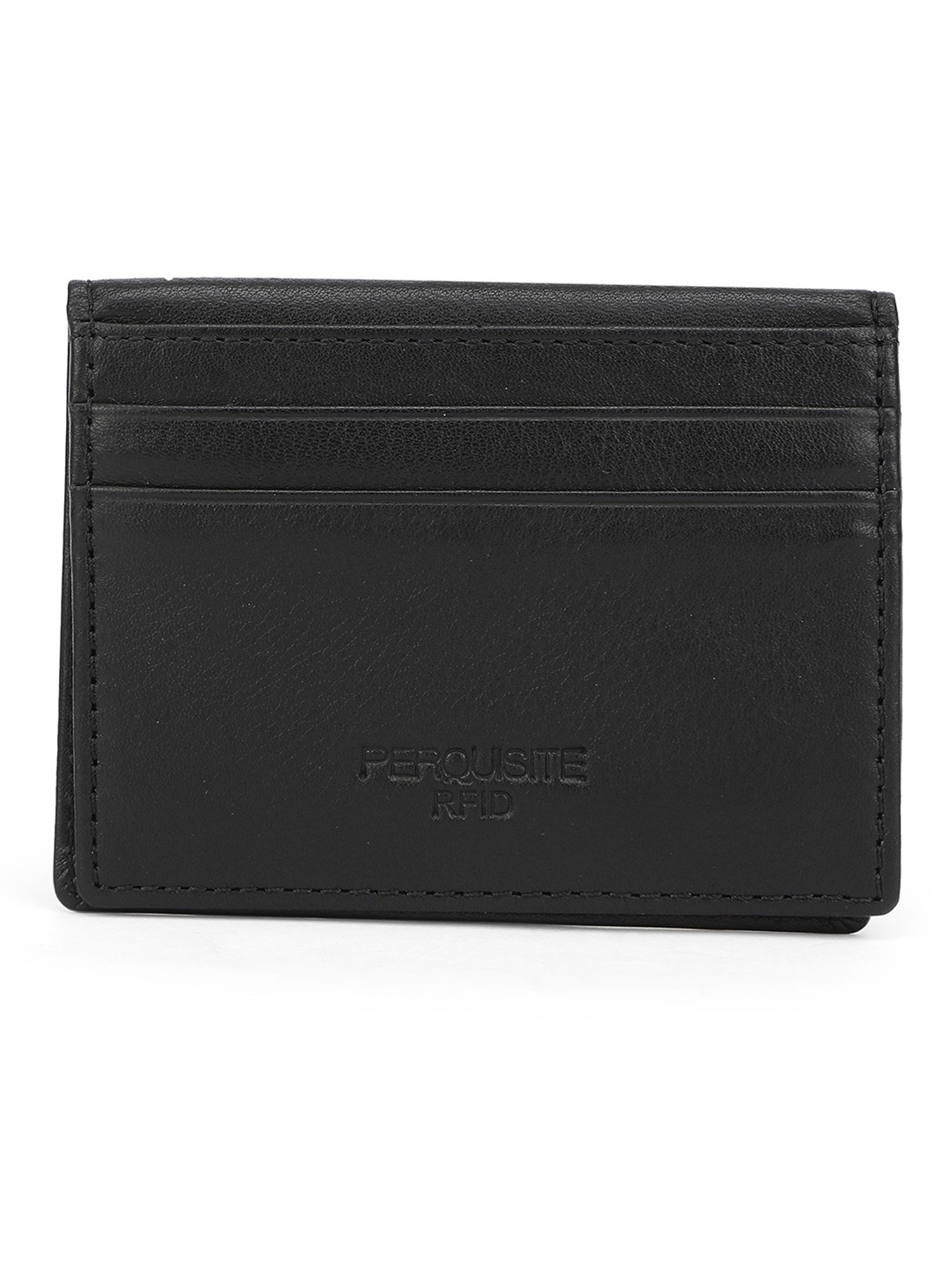 PERQUISITE Black Casual Leather Bi-Fold Wallet for men