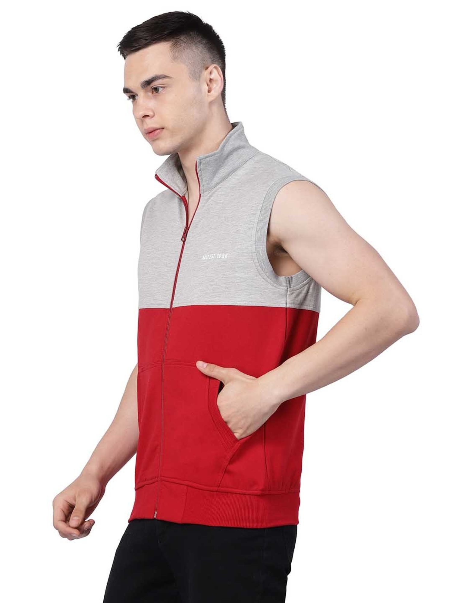 Kalt Red & Light Grey Melange Regular Fit Jacket