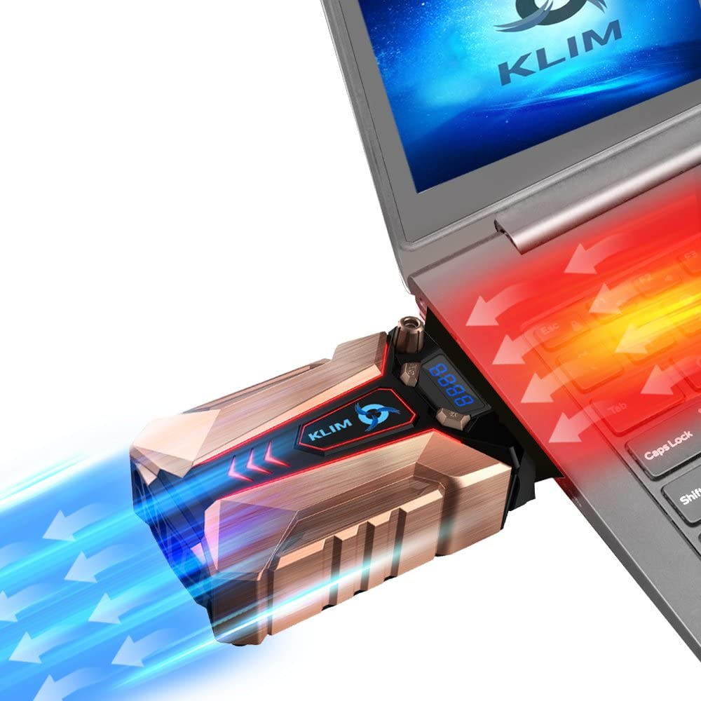 Metal Laptop Cooler Fan - The Most Powerful Gaming External Air Vacuum - Computer USB for Immediate Cooling - Slim - Portable - Quiet - Cooling Pad to Solve Internal Overheating