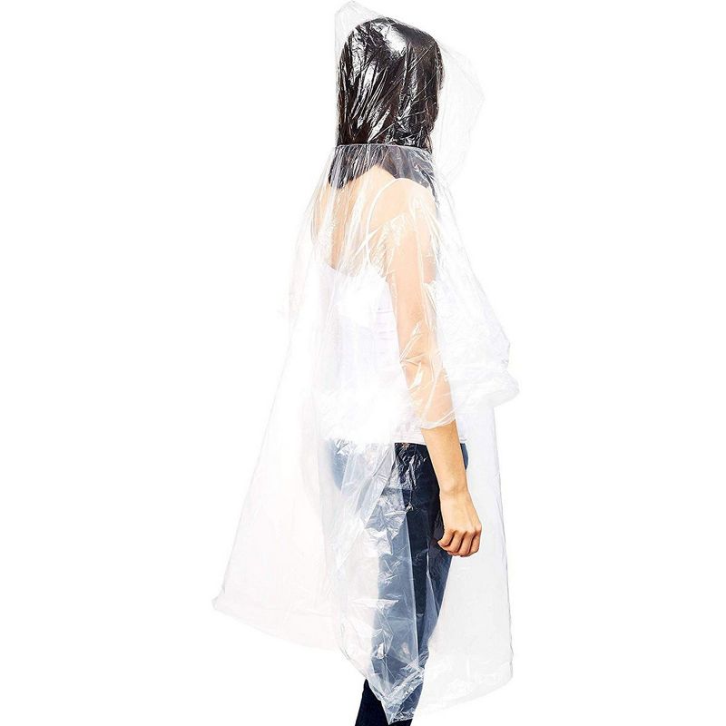 Juvale 50 Count Clear Disposable Adult Emergency Rain Ponchos with Hood