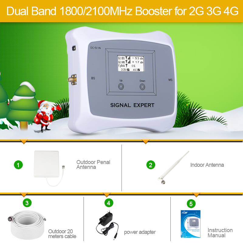 ATNJ 2G 3G 4G Signal Repeater Dual Band 1800/2100MHz Signal Booster improve network operator of our mobile