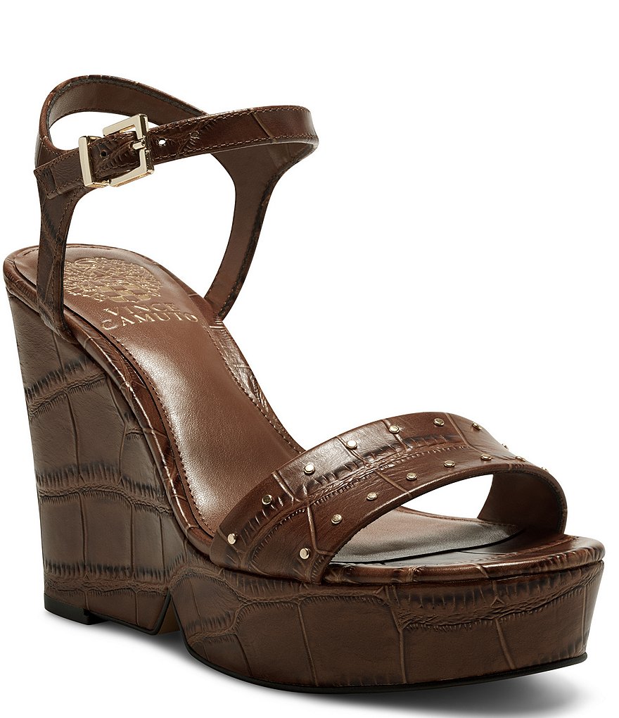Vince Camuto Celvina Leather Croc Wedges