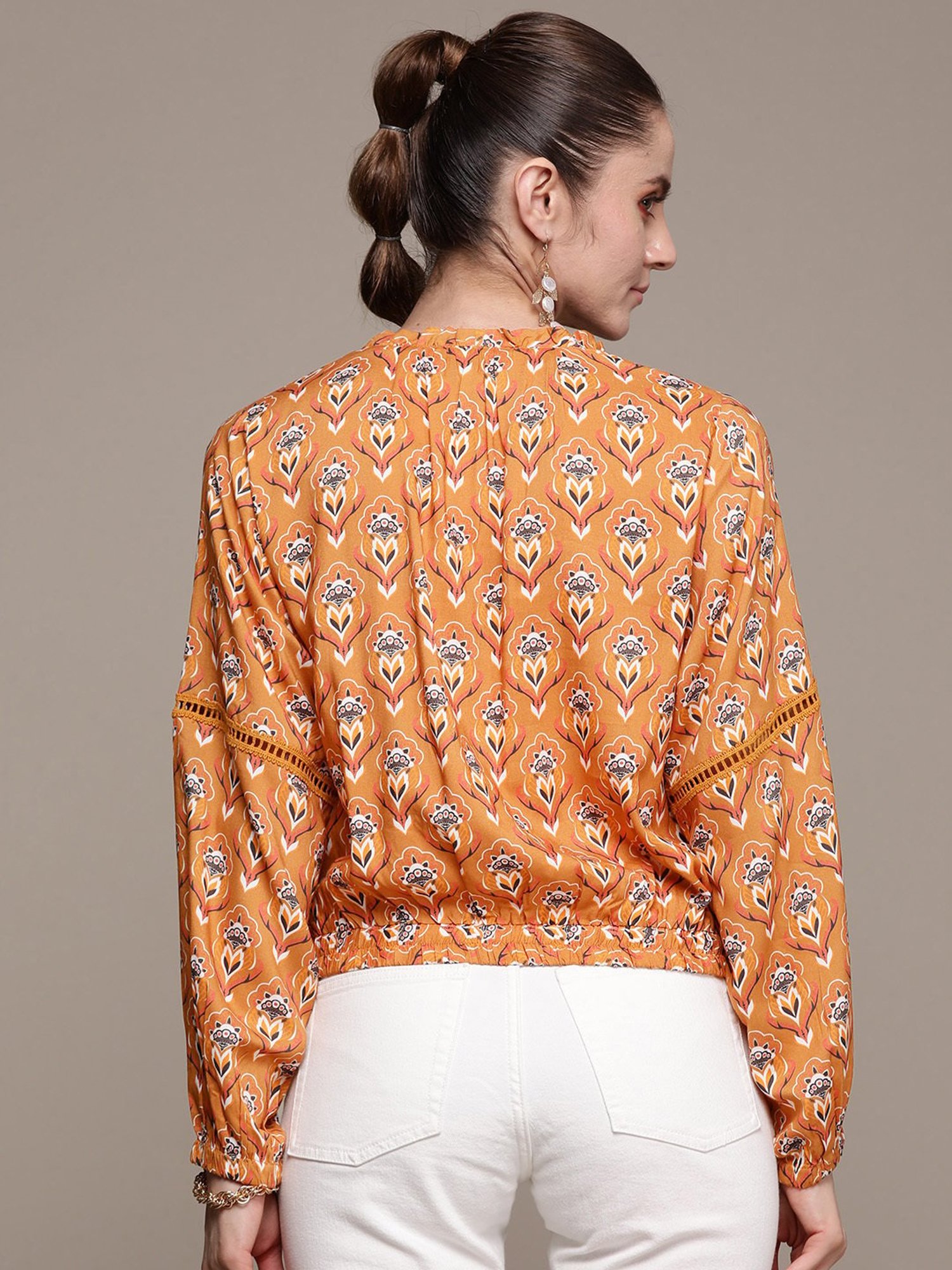 Label Ritu Kumar Light Brown Printed Top