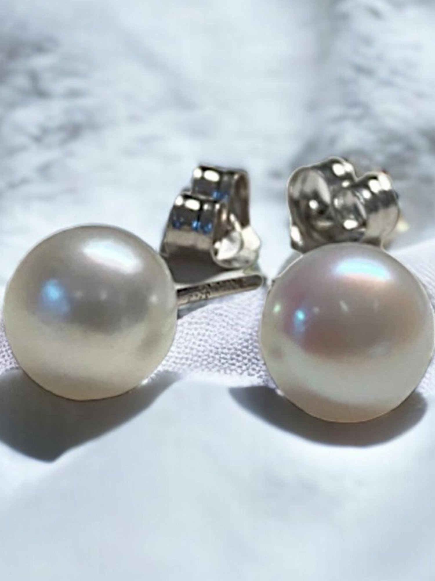 Rihi by P.C. Chandra Jewellers 92.5 Sterling Silver Precious Pearl Stud Earrings for Women & Girls