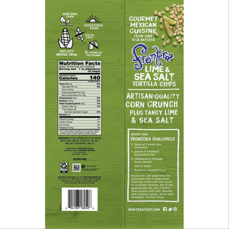 Frontera Lime & Sea Salt Tortilla Chips - 10oz (Pack of 12)