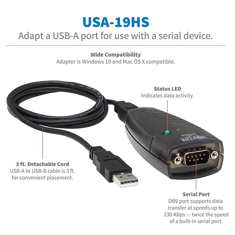 Keyspan High-Speed USB to Serial Adapter, PC & Mac (USA-19HS)