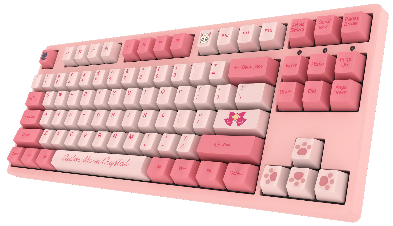 Akko 3108V2 Sailor Moon Gaming Mechanical Keyboard Pink Switch Double Shot Dye Sub PBT Keycaps NKRO Detachable USB Type-C Pink Cat Paw