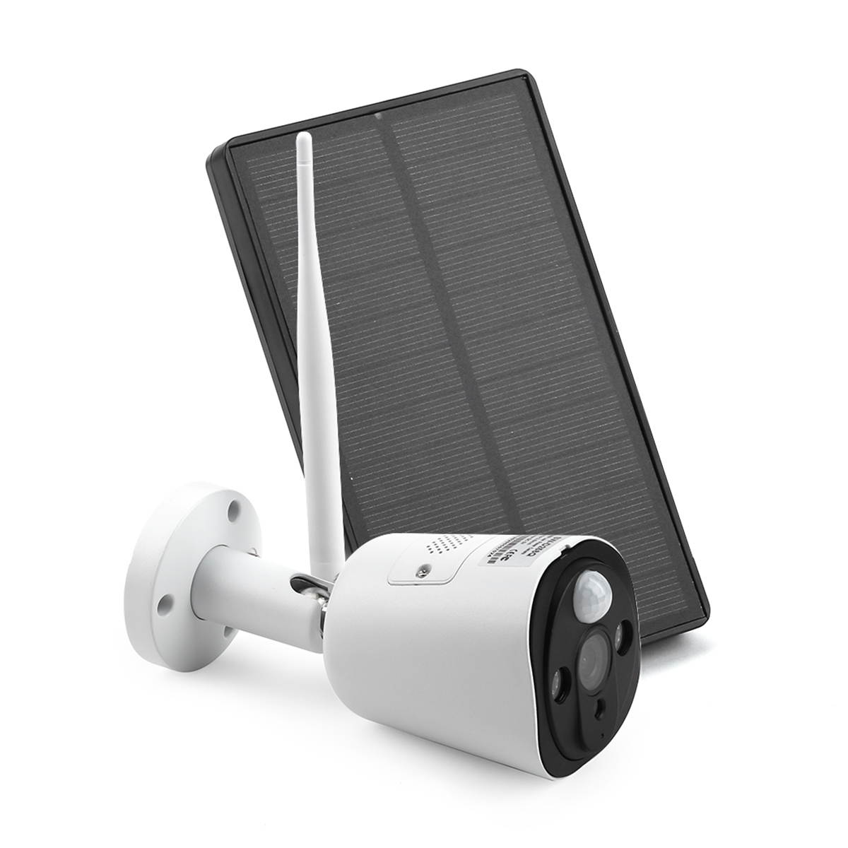 WiFi Solar Powered Security Camera Wireless 1080P Outdoor Network IP65 Waterproof Webcam PIR Motion Detection,White