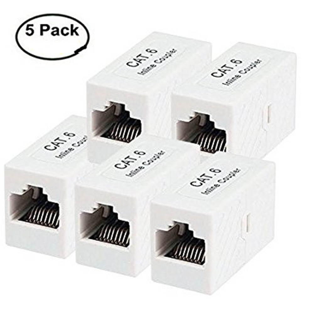 iMBAPrice&reg; Premium RJ45 Coupler - Cat6 Ethernet Cable Extender Female to Female Straight Modular Inline Coupler (Pack of 5)