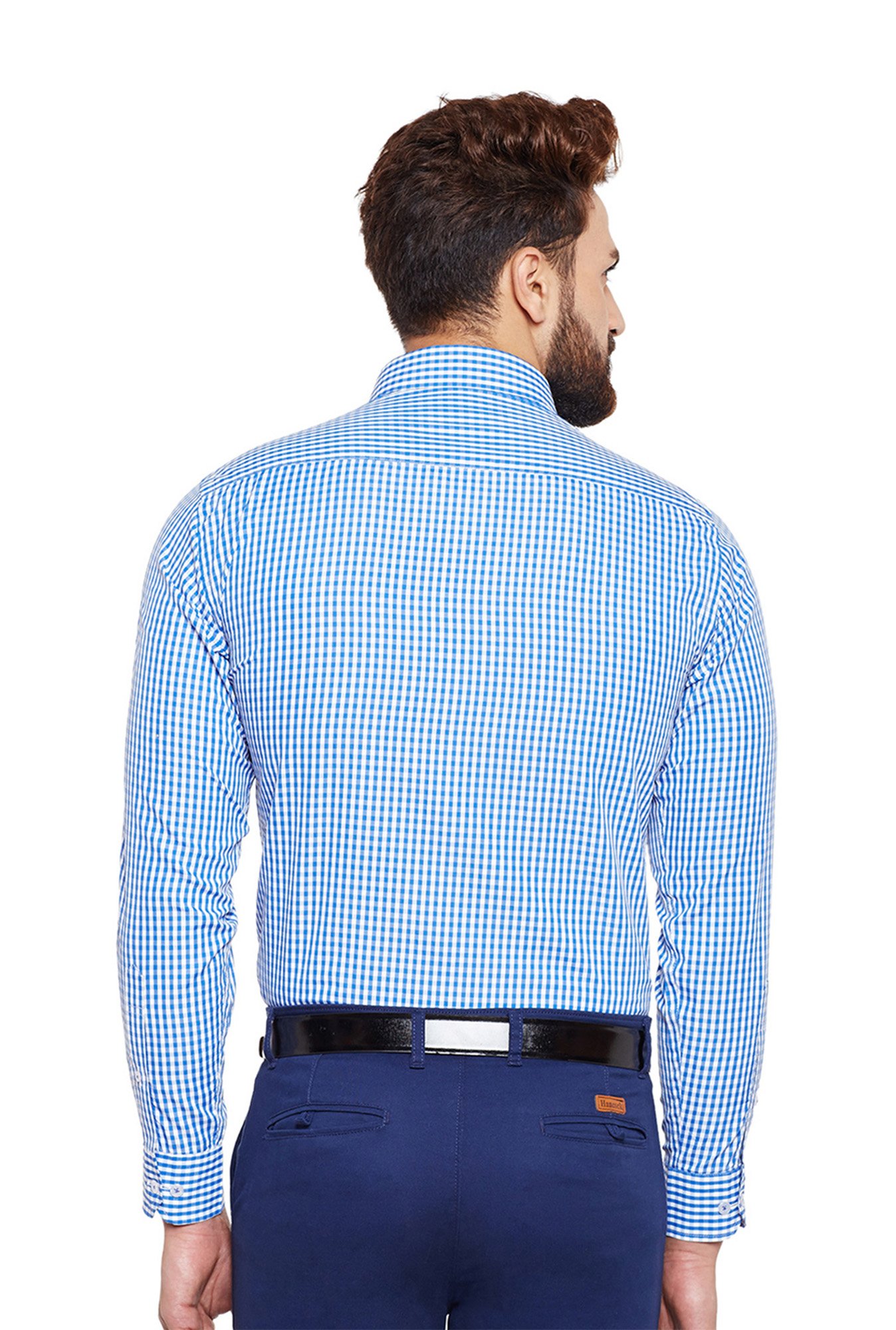 Hancock Blue Full Sleeves Slim Fit Shirt