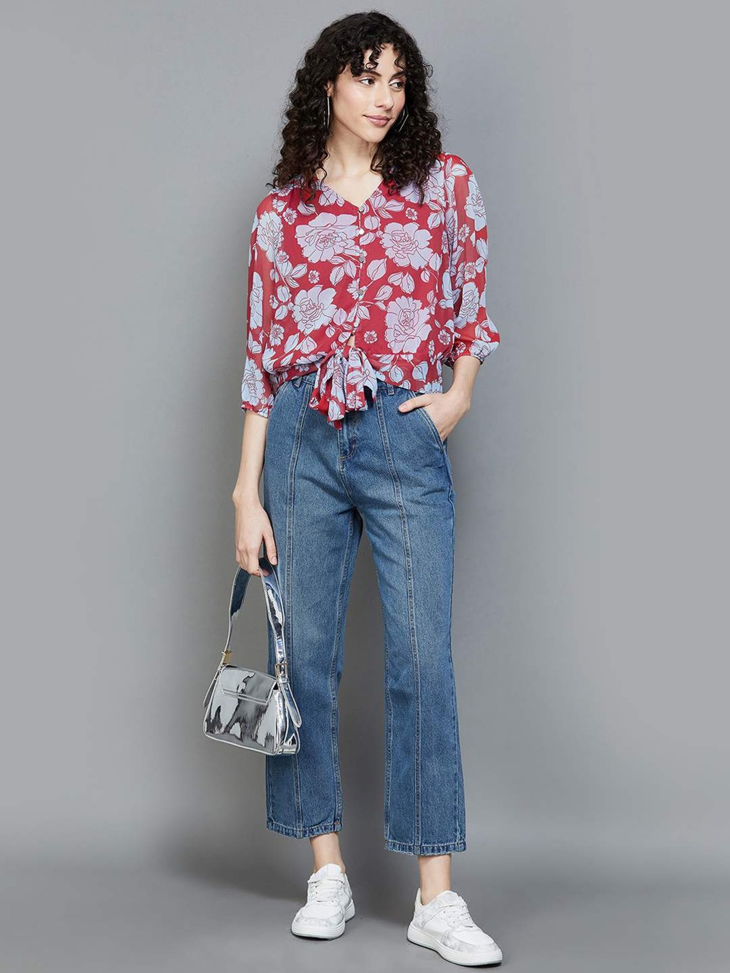 Fame Forever by Lifestyle Red Floral Print Top