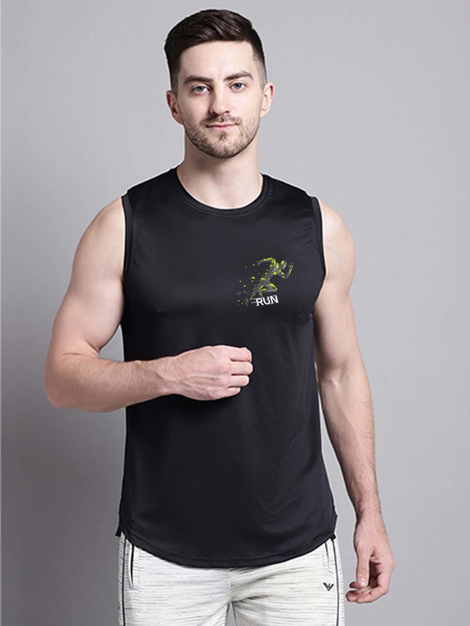 Friskers Black Regular Fit Graphic Sports T-Shirt