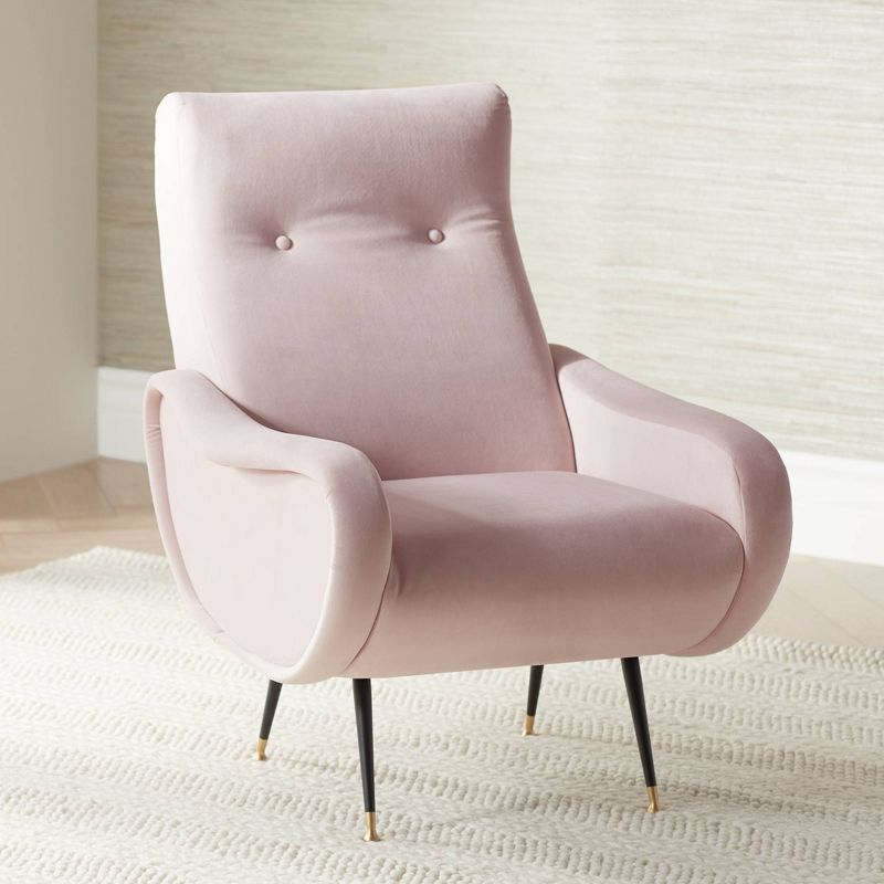 55 Downing Street Martini Pink Velvet Tufted High-Back Armchair