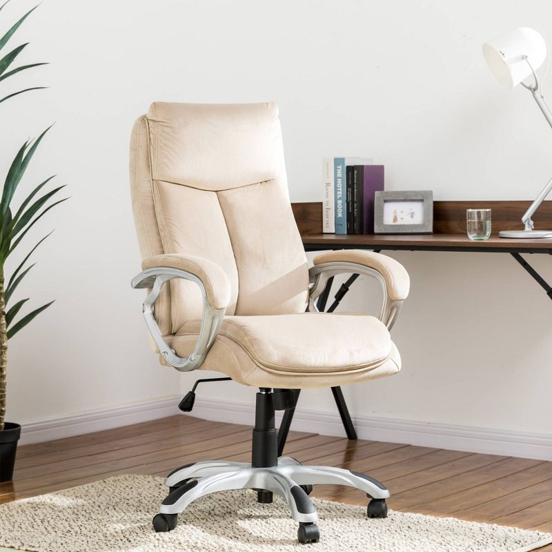 Velvet Gaslift Adjustable Swivel Office Chair Brown - Glitzhome