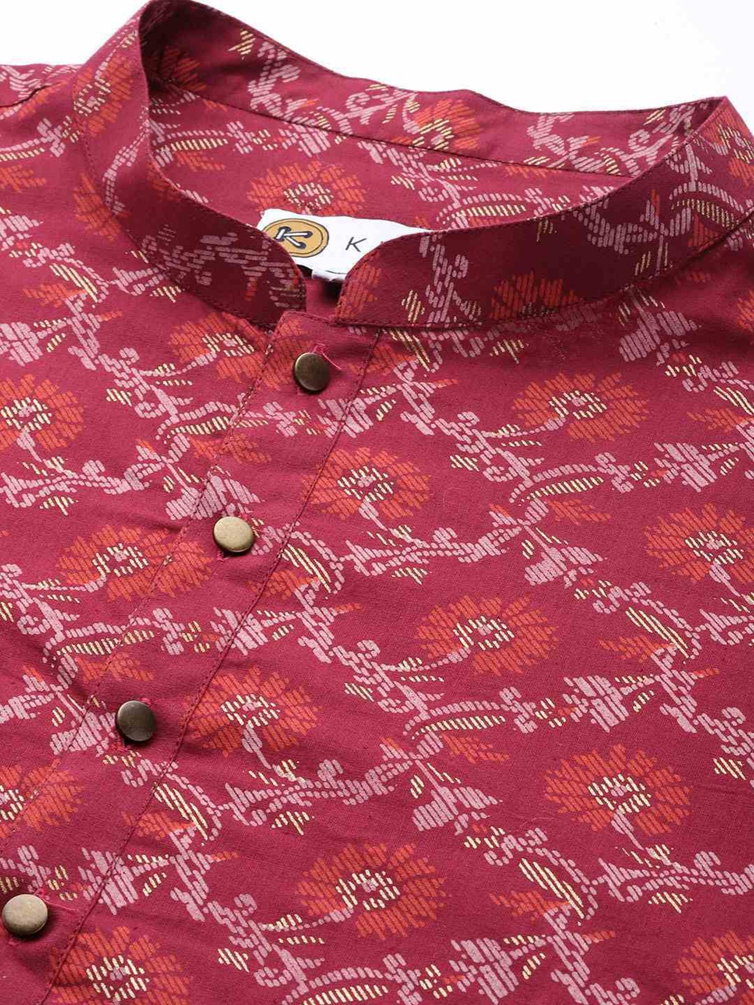 KISAH PLUS Maroon Regular Fit Printed Kurta Bottom Set