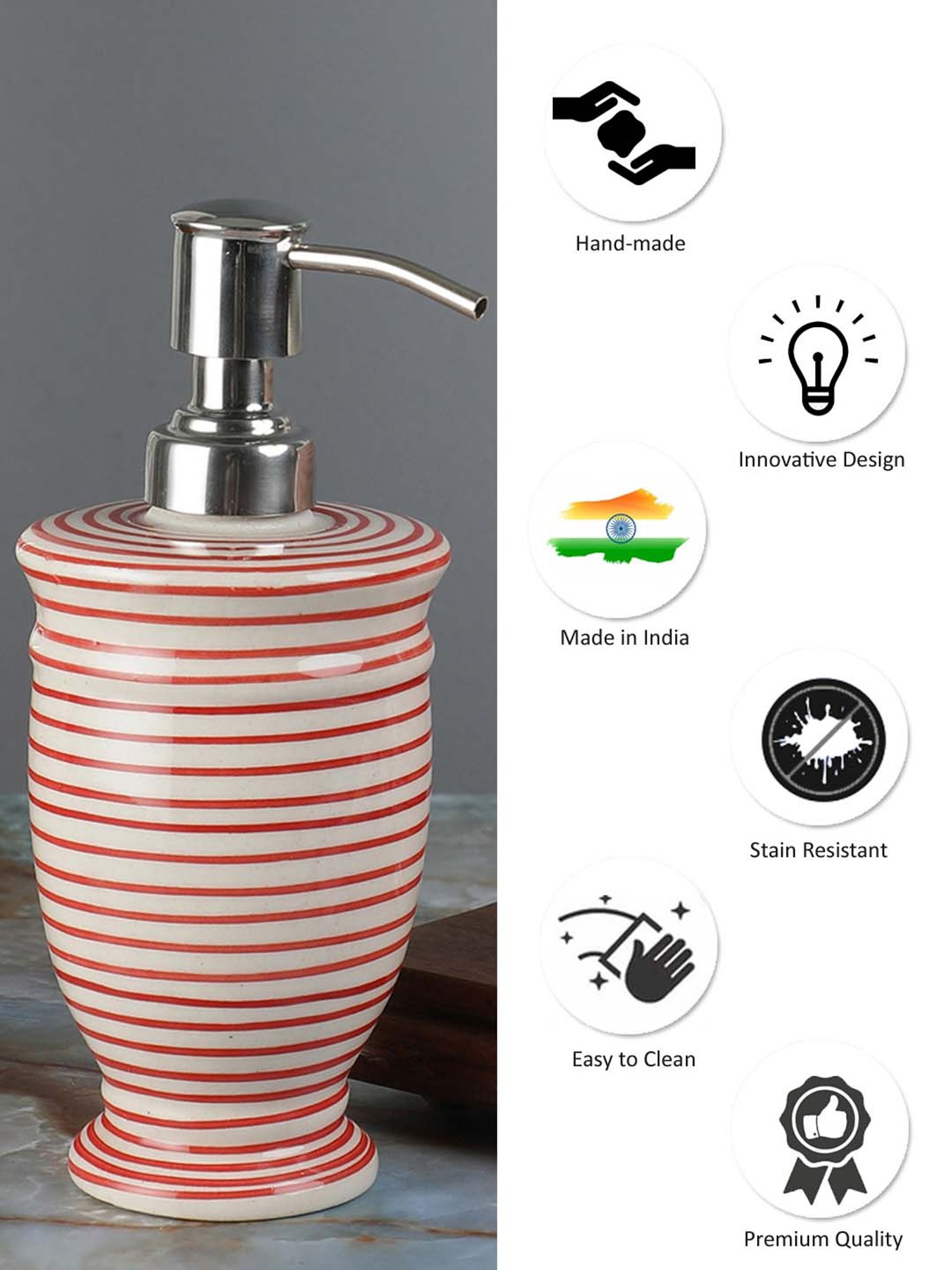 VarEesha Parikrama Red & Off-White Ceramic Bath Accessories - Set of 3