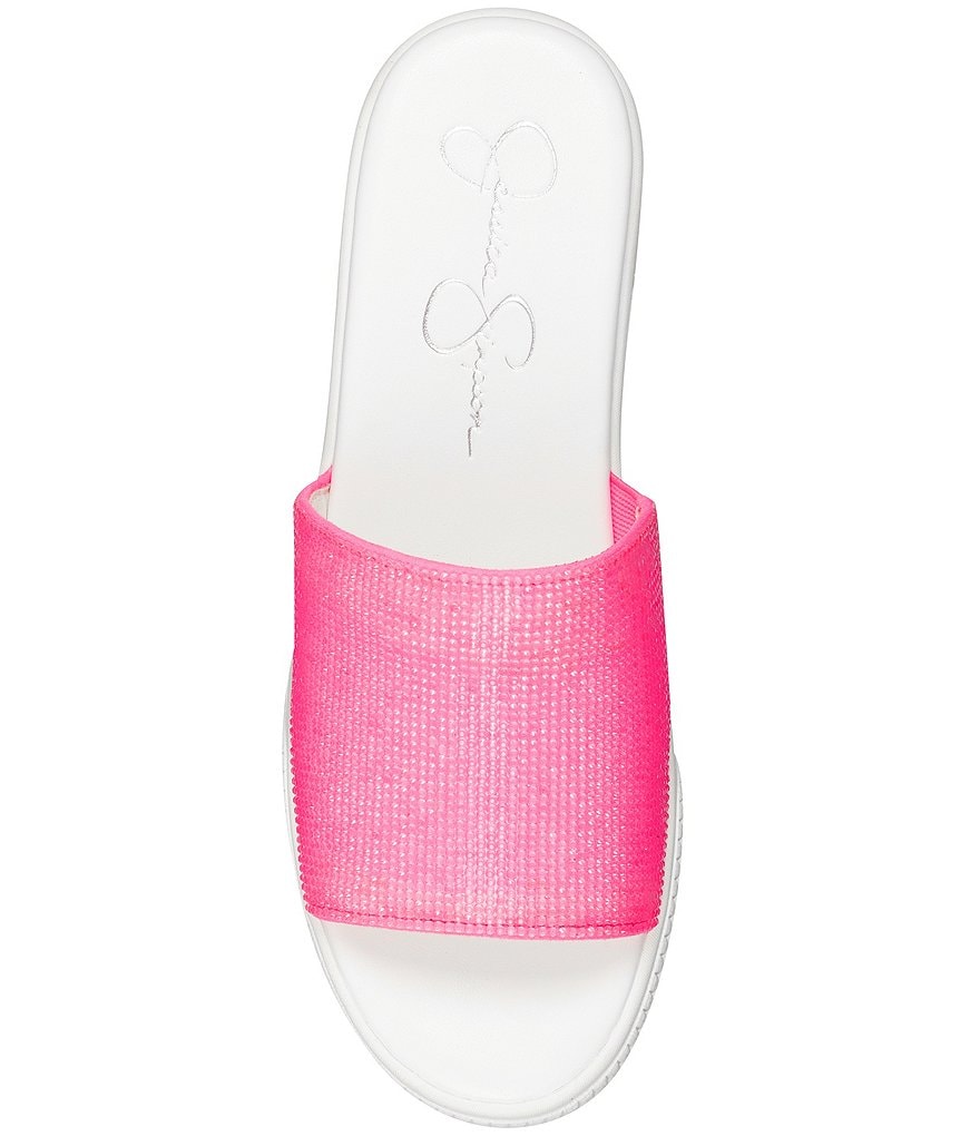 Jessica Simpson Ezira Athleisure Rhinestone Flatform Slides