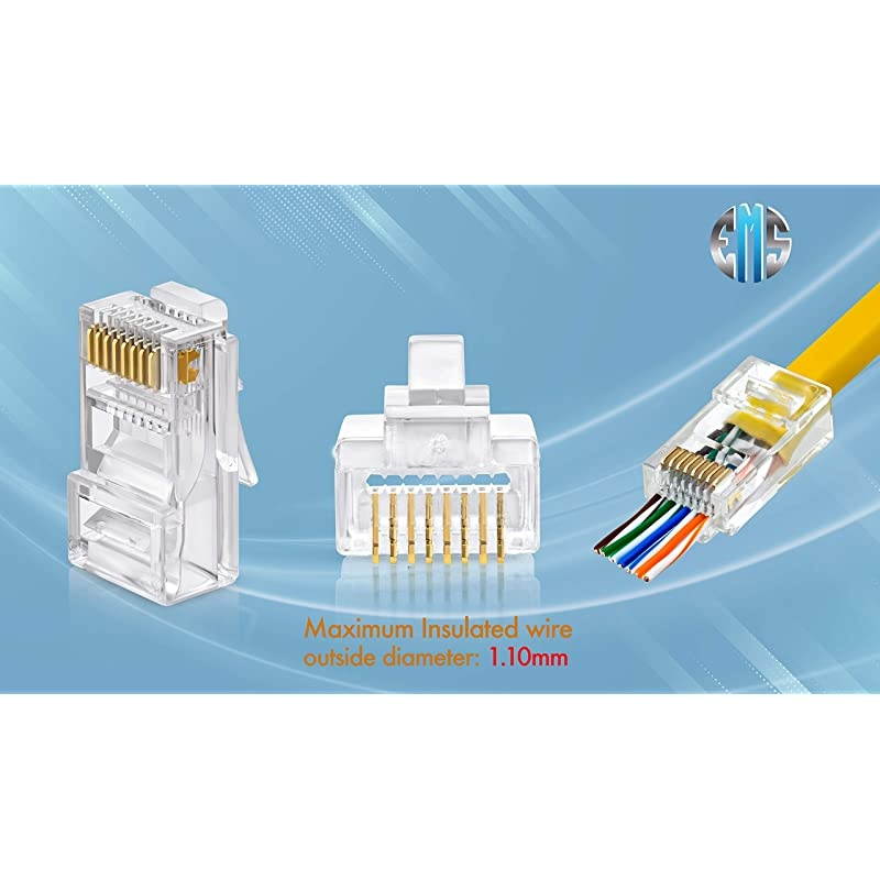 RJ45 Cat6 Pass Through Connectors Pack of 200Jar | Crimp Connector UTP Network Unshielded Plug for Twisted Pair Solid Wire Standard Cables | Transparent Passthrough Ethernet Insert